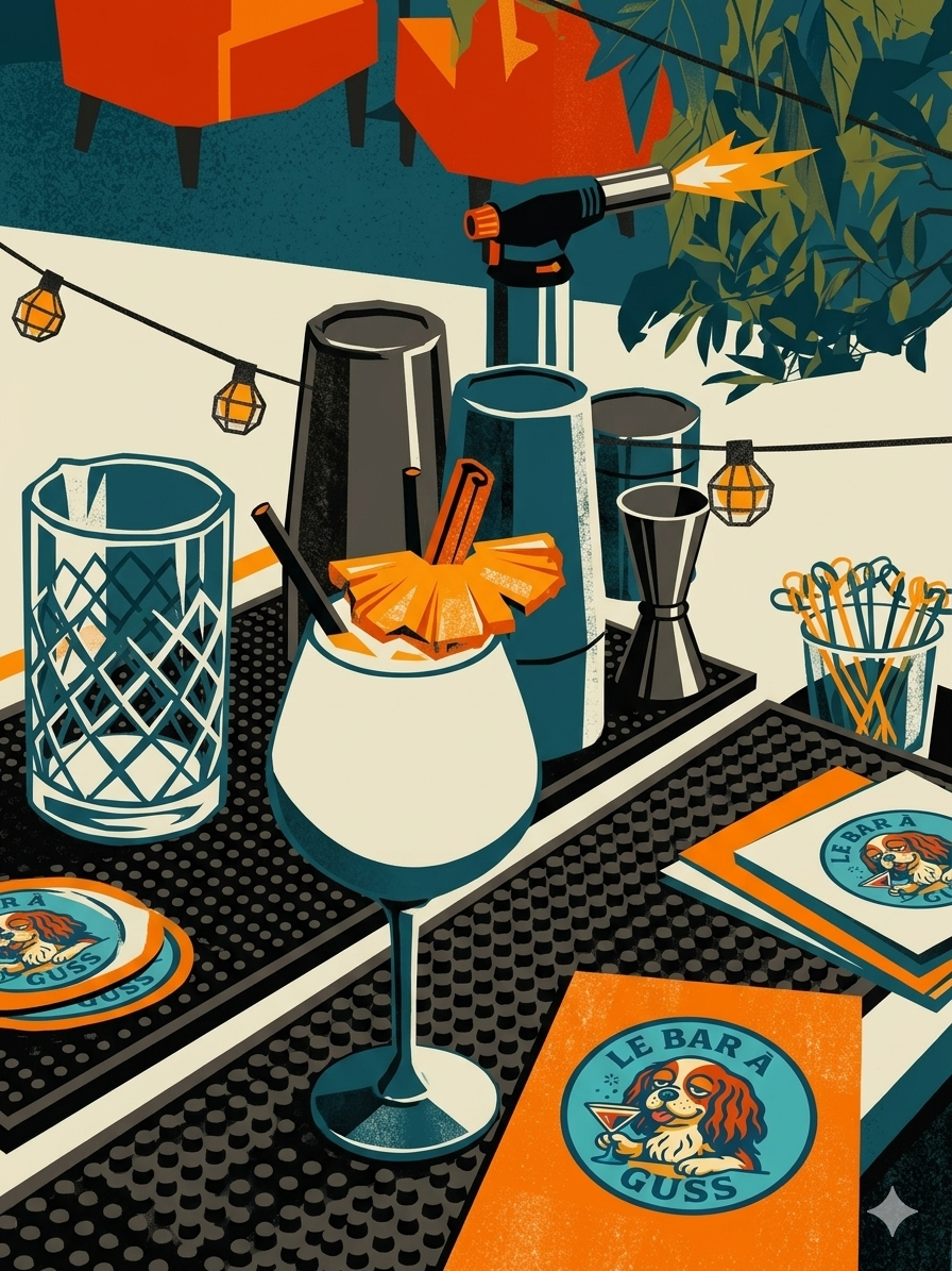 Illustration ambiance bar mobile Le Bar à Guss